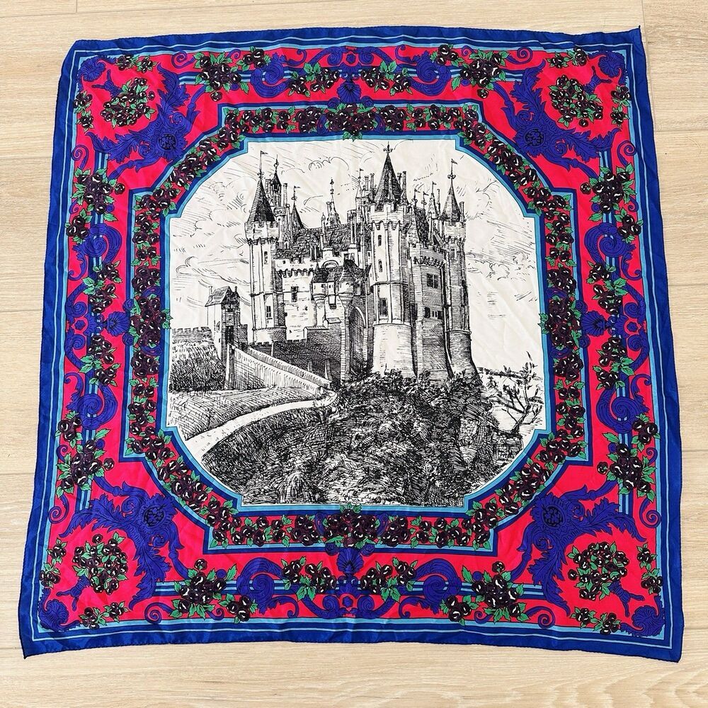 Vintage Axcess Floral Scarf 34 x 34 Castle Head Neck Paisley Bohemian Boho Bold